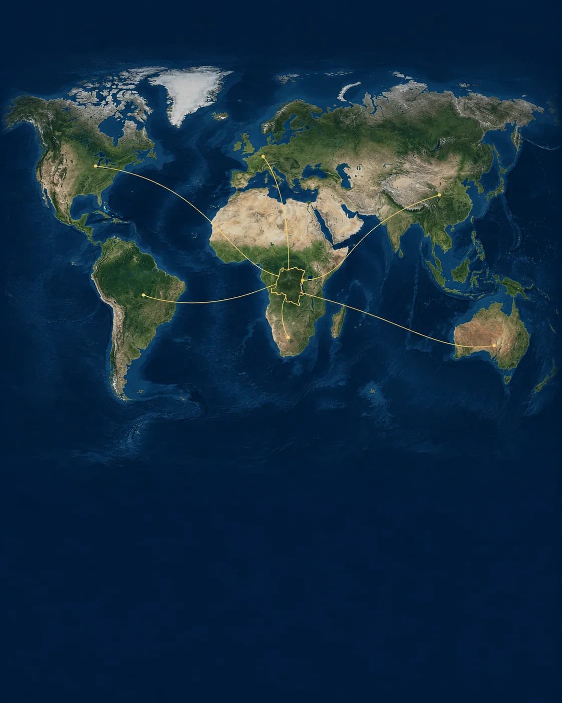 Atlas en relief de la RDC et du monde, symbole des liens entre le pays et sa diaspora.